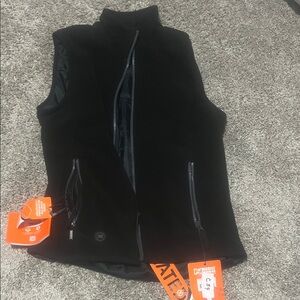 Women’s Black Fleece Vest - Lightweight Zip Front